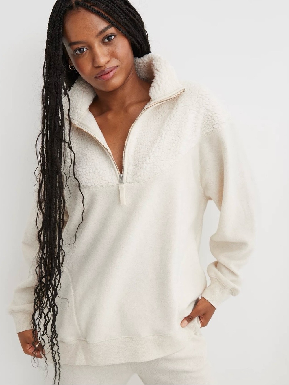 Aerie oversized Hometown Holiday Quarter Zip Sweatshirt